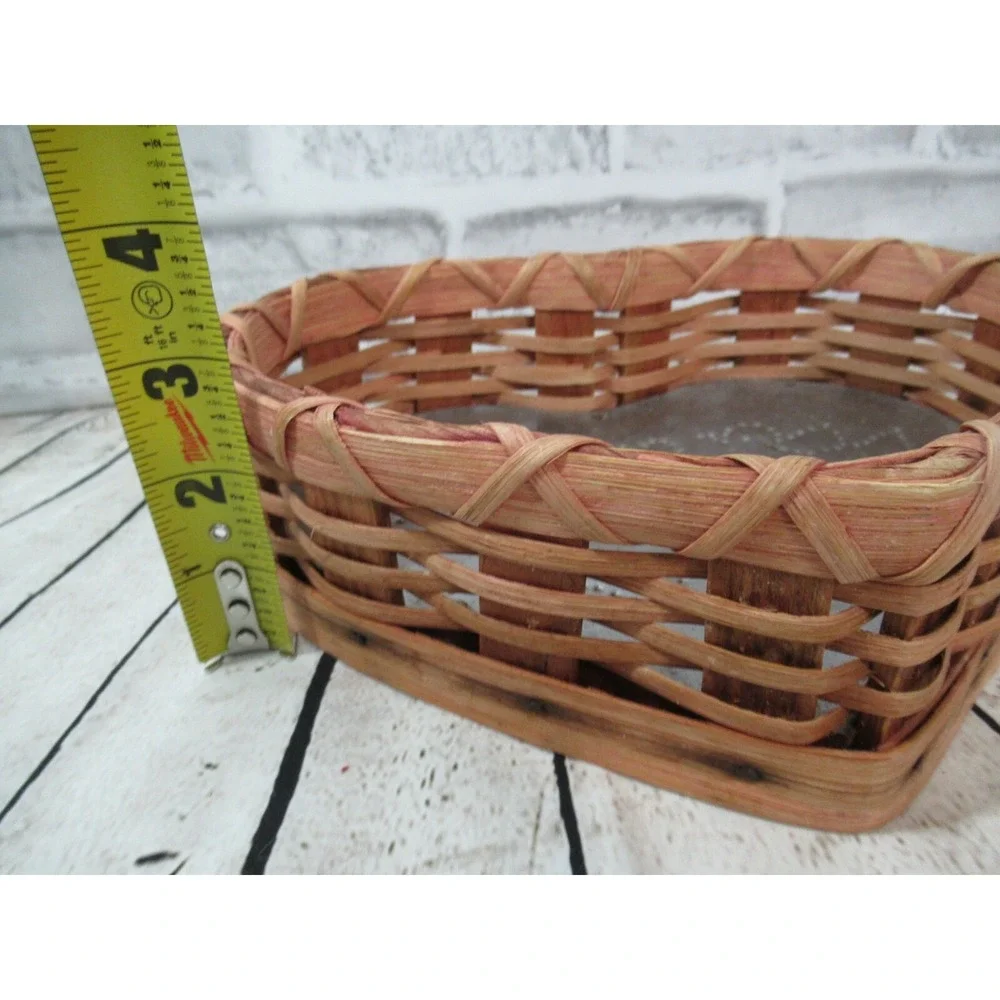 Splint Oak Heart Basket North Carolina Tin Punch birds hearts primitive vintage